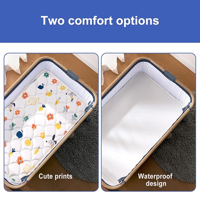 Baby Bassinet Mattress 33 x 20 inches- Firm Support and Comfort Premium Foam,Noiseless and Odorless,Hypoallergenic Small Crib Mattress, Fits Moses Basket, Dual Sided with Soft Breathable Fabric-CubbioJoy