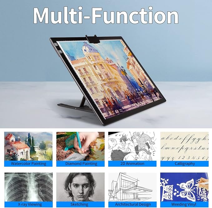 A3 Light Pad, Elice Tracing Light Box 3 Colors Mode Stepless Dimmable and 6 Levels of Brightness Light Copy Pad, Wireless Rechargeable Led Light Board for Weeding Vinyl Diamond Painting Sketching-CubbioJoy