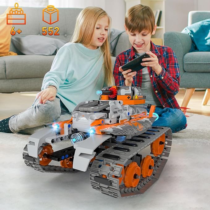 5in1 STEM Building Toys for Kids 6-14, Remote & APP Controlled Mech Robots/Heavy Tanks/Tracked Racer STEM Building Kit for Kid Science Learning, 552 Pcs DIY Building Blocks Set Gifts for Boys & Girls-CubbioJoy