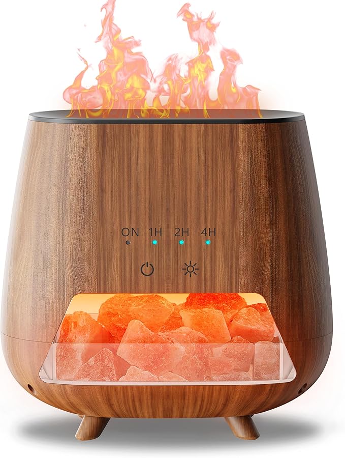 2-in-1 Ultrasonic Aromatherapy Diffuser: Essential Oil Diffuser & Himalayan Salt Lamp, Quiet Scent Diffusers for Home with Cool Mist and Timer Settings-CubbioJoy