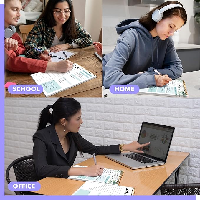 2 To Do List Notepads, Daily Planner Notebook with Tear-off Design, Undated Writing Organizer for Daily Tasks and Goal, Coiled Task Track Checklist Productivity Pad for Office, Classroom, Home, School-CubbioJoy