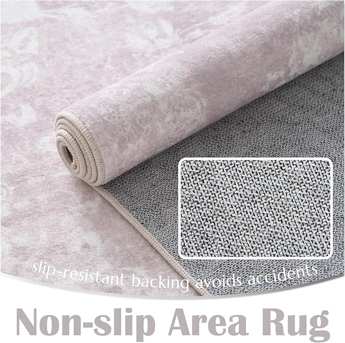 jinchan Hallway Runner Rug 2x8 Vintage Floral Distressed Design - Machine Washable Non-Slip Low-Pile Soft Thin Faux Wool Kitchen Carpet for Farmhouse Bedroom Laundry Room(2x8ft,Orchid)-CubbioJoy