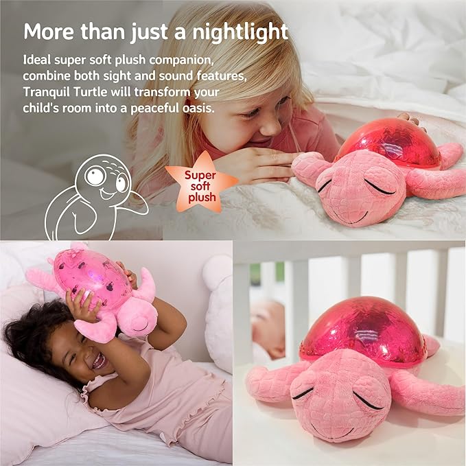 Cloud b Ocean Projector Nightlight with White Noise Soothing Sounds | Adjustable Settings and Auto-Shutoff | Tranquil Turtle - Pink-CubbioJoy