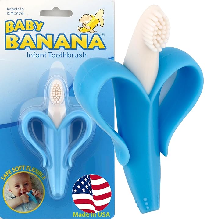 Baby Banana - Blue Banana Toothbrush, Training Teether Tooth Brush for Infant, Baby, and Toddler-CubbioJoy