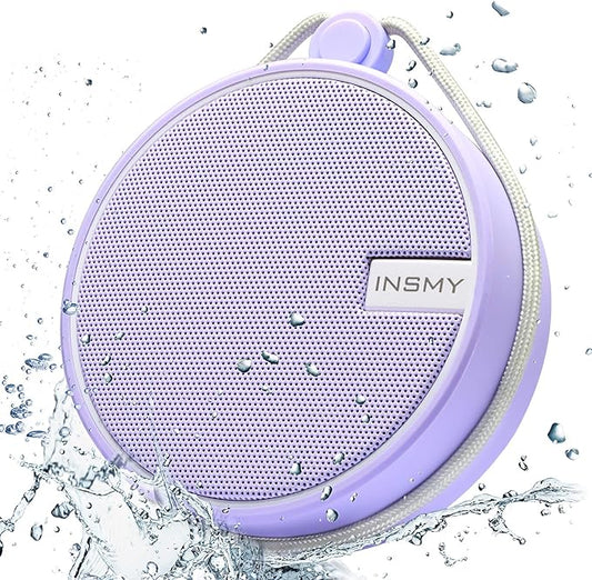 INSMY C12 IPX7 Waterproof Shower Bluetooth Speaker, Portable Small Speaker, Speakers Bluetooth Wireless Loud Clear Sound Support TF Card Suction Cup for Kayak Canoe Beach Gift (Purple)-CubbioJoy