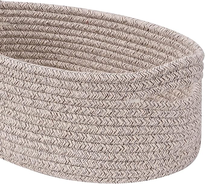 Cute Shelf Basket to Store and Organize Household Items/Baskets&Bins for Daily Storage &Organizing/Woven Rope Basket for Living Room, Playroom/Small Oval-13x8.66x5.11’’,3 Packs Light Brown-CubbioJoy