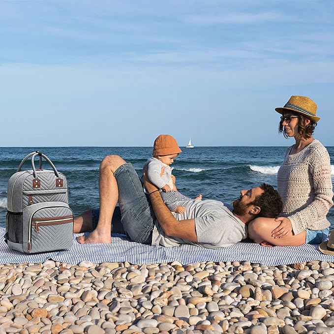 Diaper Bag Backpack Tote with Insulated Pockets for Men Baby Boys Girls Newborn Unisex Tactical Large Capacity, Multifunctional Waterproof Grey-CubbioJoy