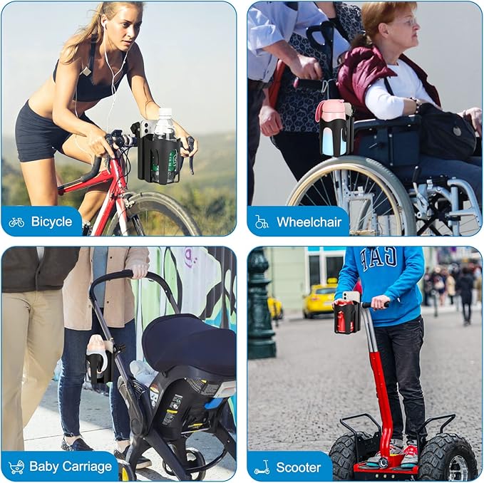 Accmor Stroller Cup Holder with Phone Holder, Universal Cup Holder, Bike Cup Holder, 360° Rotatable Large Caliber Drinks Holder for Stroller, Bike, Wheelchair, Walker-CubbioJoy