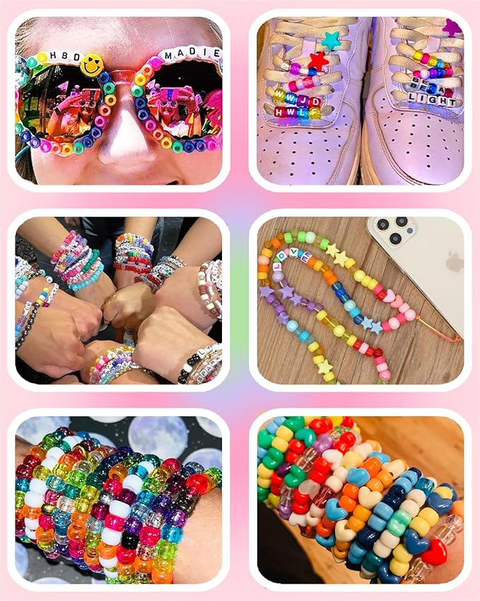 BestNow Bracelet Making Kit Beads for Bracelets Pony Beads Polymer Clay Beads Smile Face Beads Letter Beads for Jewelry Making DIY Arts and Crafts Gifts Toys for Girls Age 6-12-CubbioJoy