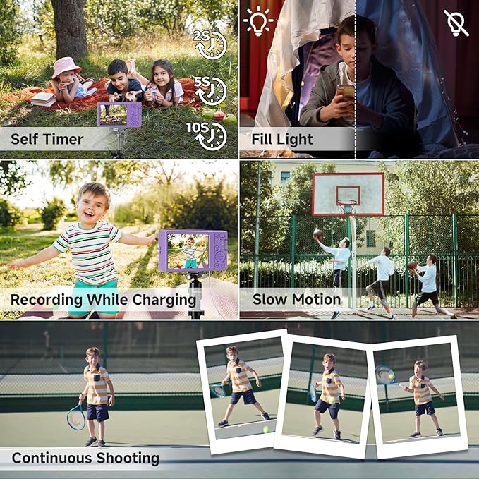 Digital Camera, 44MP FHD 4K Vlogging Camera for Kids Point and Shoot Cameras with 64GB Card, 16X Zoom Portable Compact Small Camera Gifts for Teens Boys Girls Adult Beginner-CubbioJoy