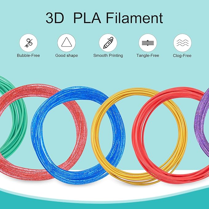 18 Colors 3D Pen Filament Refills Compatible with SCRIB3D MYNT3D PIKA3D 3D Pen for Kids Per Color 10Feet 1.75mm PLA 3D Printing Pen Filament Refills, NOT FIT 3Doodler Start Pen-CubbioJoy