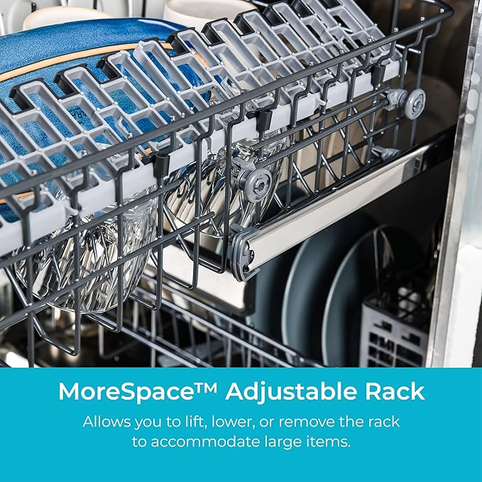 Kenmore 24" Built-in Stainless Steel Tub Dishwasher EasyFlex 3rd, SmartWash, UltraWash Plus, TurboDry, and MoreSpace Adjustable Rack, Energy Star Certified, White-CubbioJoy