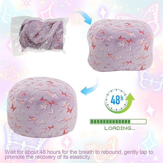 COMAX Kids Bean Bag Chair Turn into Beanbag Bed, Toddler Bean Chair for Girl Boy Sleeping, Lazy Children Bean Bags with Filler, Convertible Child Floor Mattress, Purple Butterfly-CubbioJoy