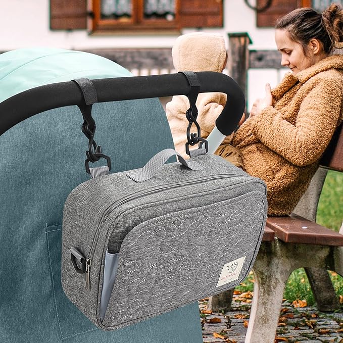 Accmor Stroller Organizer, Universal Stroller Organizer with Insulated Cup Holder Pocket, Dual Purpose Large Capacity Stroller Bag Caddy, Stroller Accessories Fits for Uppababy, Doona, Nuna Strollers-CubbioJoy