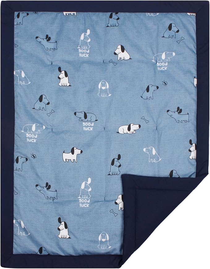 CaSaJa 4-Piece Crib Bedding Set for Boys and Girls, Nursery Baby Bedding Set Including Quilted Comforter with Fitted Crib Sheet and Changing Pad Covers, Reversible Quilt Design, Good Luck Puppy-CubbioJoy