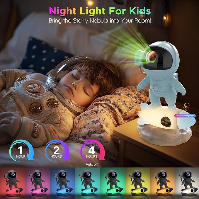 Astronaut Galaxy Projector for Bedroom, Star Projector Galaxy Light with App & Remote Control, White Noises, Bluetooth Speaker, Rocket Night Light for Kids, Ceiling, Gifts, Room Decor-CubbioJoy