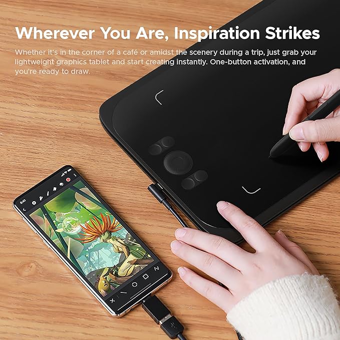 Drawing Tablet,UGEE M808 10x6 Inch, 8192 Levels Pressure, Battery-Free Stylus, 8 Shortcut Keys, Digital Art Tablet for Drawing, Design, Online Teaching, Mac/Windows/Chrome Os/Android, Black-CubbioJoy