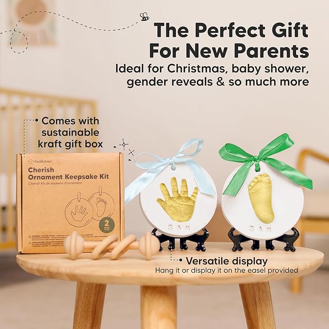 Baby Hand and Footprint Kit Girls, Boys - Personalized Baby Footprint Ornament Kit, Newborn Keepsake Gifts for New Mom, Easy to Use Handprint Makers,Cute Shower Gifts(Multi-Colored)-CubbioJoy