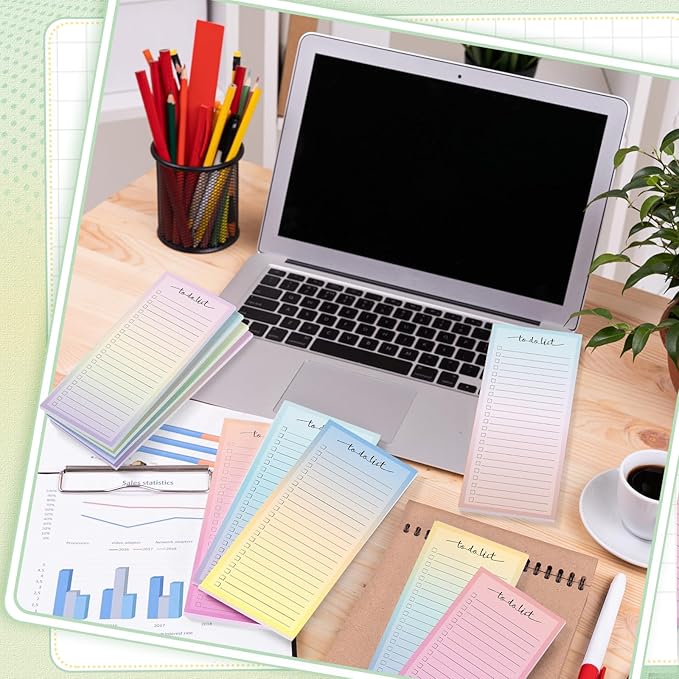 Censen 10 Pack 500 Sheets To Do List Notes Daily Checklist Notepads with 50 Sheets Each Undated Color Memo Pad Block Shopping List Pad Weekly Plan Notepad Organizer Planners(Vivid Color,Lined)-CubbioJoy