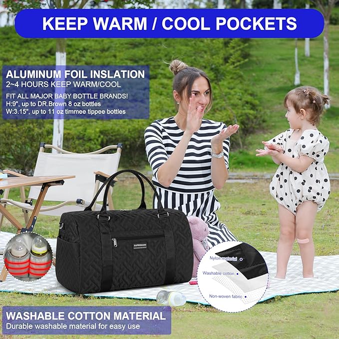 Diaper Bag Tote: Mommy Bag, Baby Bag for Boy and Girl, Mom Hospital Bag, Twins or 2 Kids Diapers Bag-CubbioJoy