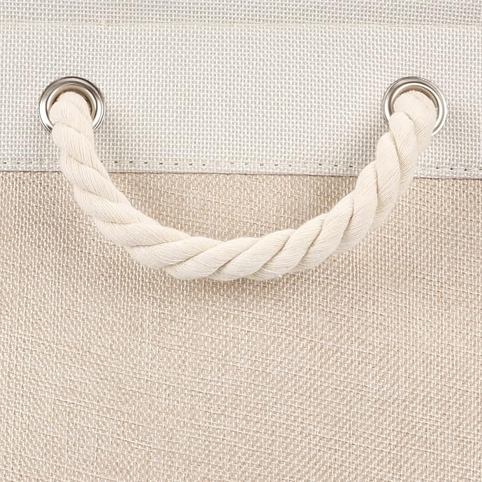 Bidtakay Beige Storage Basket Large Fabric Cloth Baskets [2-Pack] Tall Rectangular Shelf Baskets 16X11.8X11.8 in Canvas Collapsible Storage Bins with Handles for Organizing Living Room(White&Beige)-CubbioJoy