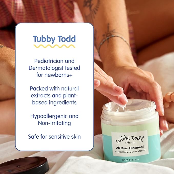 TUBBY TODD Essentials Baby Bath Gift Set – 8.5oz Hair+Body Wash, 8.5oz Bubble Bath & 3.5oz All Over Ointment-CubbioJoy