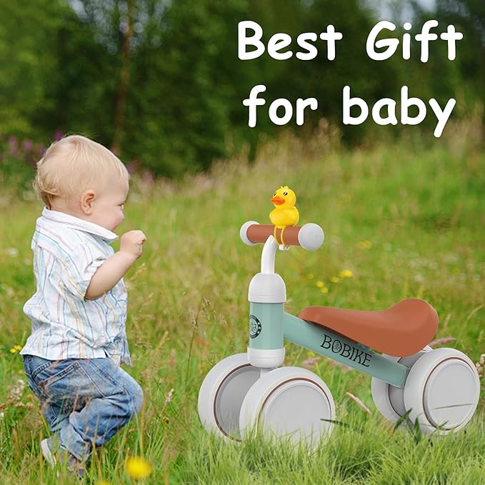 Baby Balance Bike Toys for 12-36 Months Kids Toy Boy and Girls Gifts Toddler Best First Birthday Gift Children Walker No Pedal Infant 4 Wheels Bicycle (Classic, Light Green)-CubbioJoy