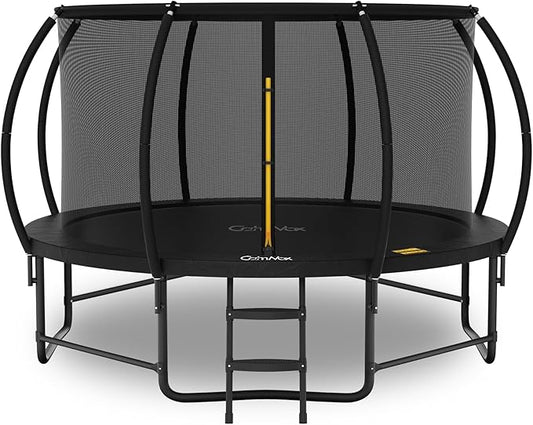 14FT 12FT 10FT 16FT Trampoline with Safety Enclosure, Anti-Rust Coating – ASTM Certified, Heavy-Duty Outdoor Trampoline with Ladder – for Kids & Adults-CubbioJoy