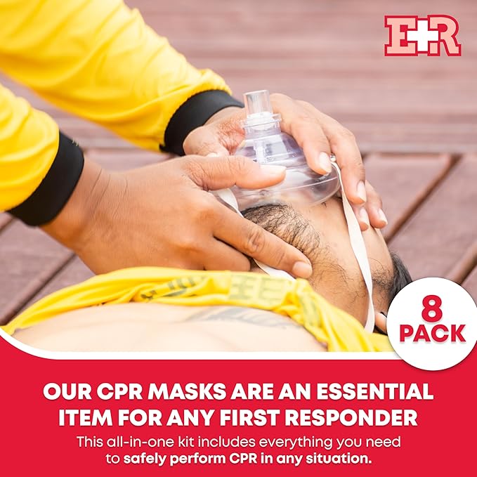 Adult and Infant CPR Mask Combo Kit – 8-Pack – 16 Valves, 8 Gloves, 16 Alcohol Pads – Emergency Resuscitation Kit for First Responders-CubbioJoy