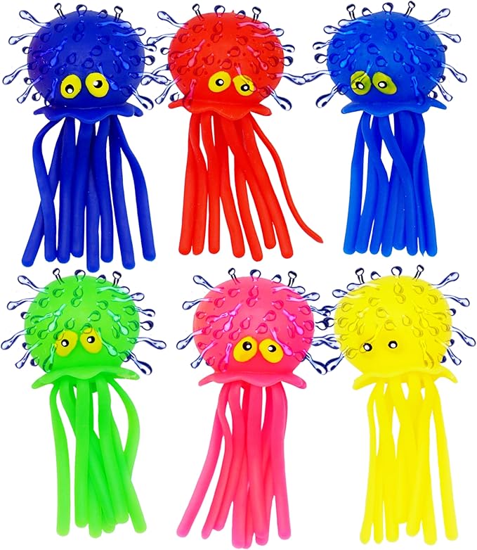 4E's Novelty Octopus Water Balls - Pack of 6 - Pool Toys for Kids Sensory Absorbent Water Splash Balls Bomb, Toddler Bath Toy, Swimming Pool Floating Swim Toys Outdoor Activity & Game-CubbioJoy