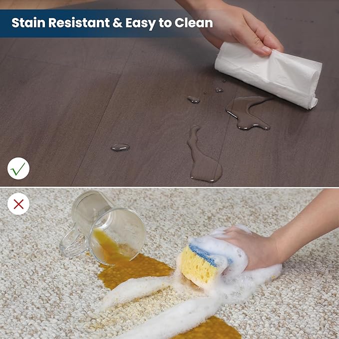 Area Mat for Hard Floors, 4'×6' Semi-Clear Black Vinyl Floor Protector for Under Dining Table, Waterproof Non-Slip Plastic Rug, Splat Mat for Under High Chair-CubbioJoy