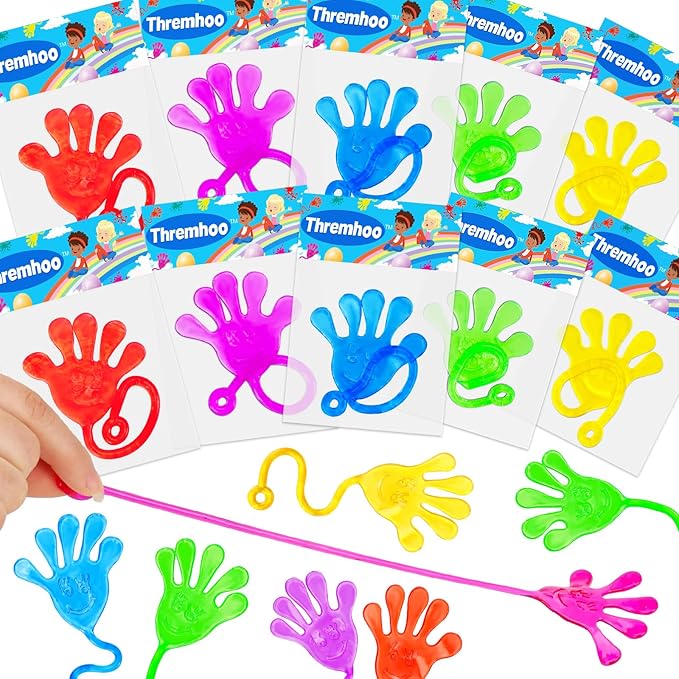 24 PCS Sticky Hands for Kids Party Favors Treat Gift Egg Filler Goodie Bag Stuffer Treasure Box Toy Classroom Carnival Prizes Student Mini Bulk Pinata Slap Hand Sensory Fidget Stretchy Toy Halloween-CubbioJoy
