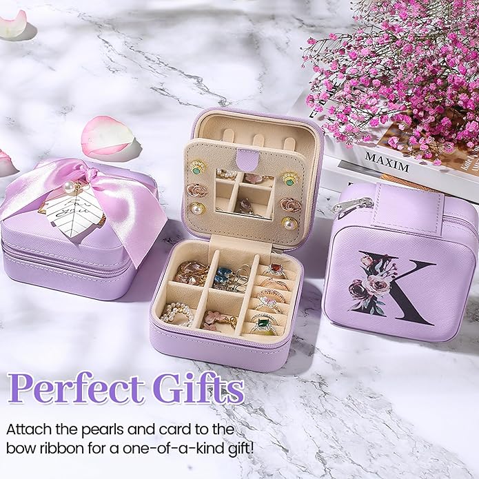 AYGXU Travel Jewelry Box for Women and Girls - Small Case With Initial A-Z - Teacher Gifts-CubbioJoy