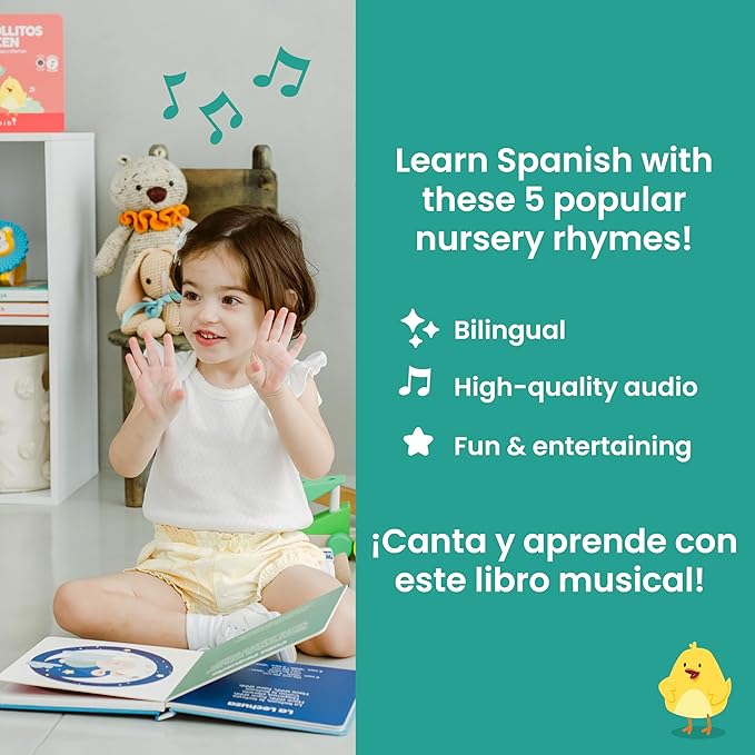 Binibi Spanish Musical Book for Toddlers 1-3 Estrellita ¿Dónde Estás? & Other Nursery Rhymes | Spanish Learning for Kids | Bilingual Children's Sound Book | Libro en español para bebés-CubbioJoy