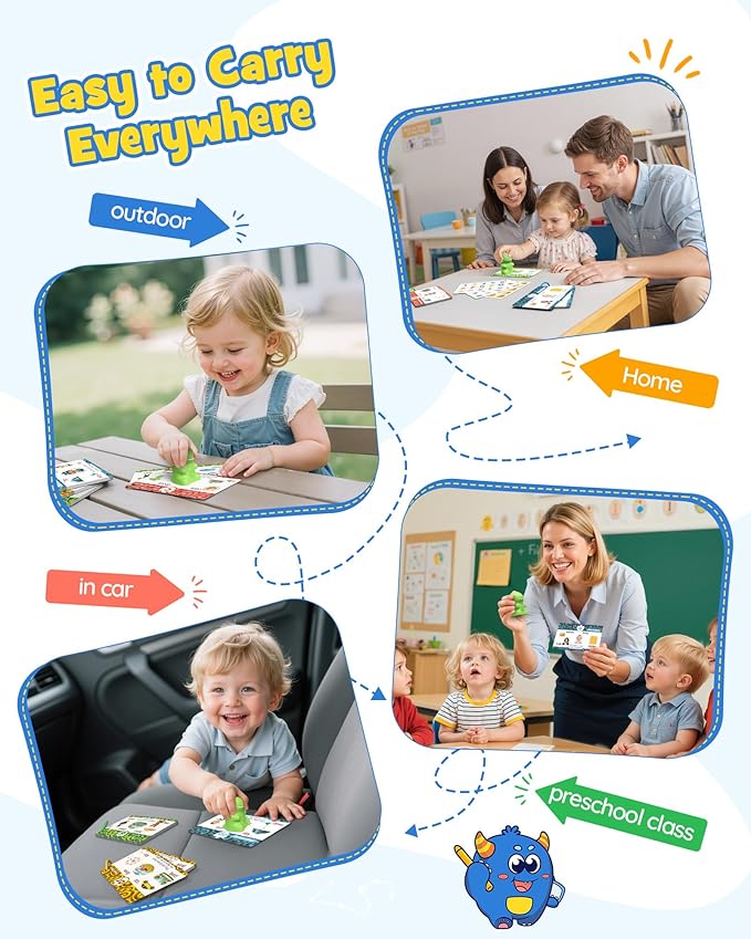 Dinosaur Talking Pen with Phonics Cards, Montessori Toys for Toddlers, Autism Sensory Interactive Toys, Educational Birthday ABC 123 Learning Set, 73PCS Flash Cards & 6 Stickers-CubbioJoy