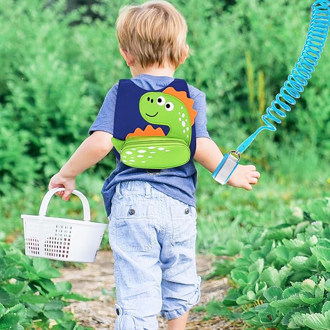 Accmor Toddler Harness Leash, Cute Dinosaur Kids Harness Children Leash with Anti Lost Wrist Link for Outdoor Travel, Adorable Child Leash Walking Harness Wristband Assistant Strap for Baby Ages1-4-CubbioJoy