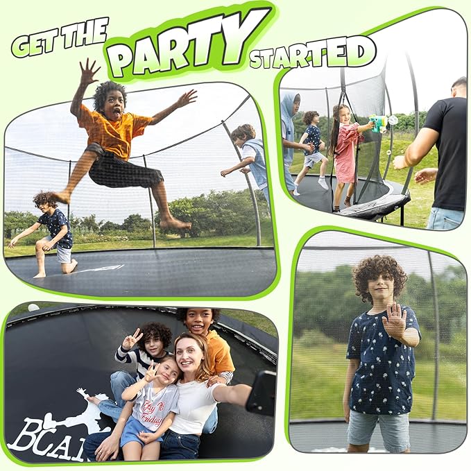 BCAN 8FT 10FT 12FT 14FT 15FT 16FT Recreational Trampoline with Enclosure for Kids Adults, ASTM Approved, Outdoor Trampolines with Ladder for Kids-CubbioJoy