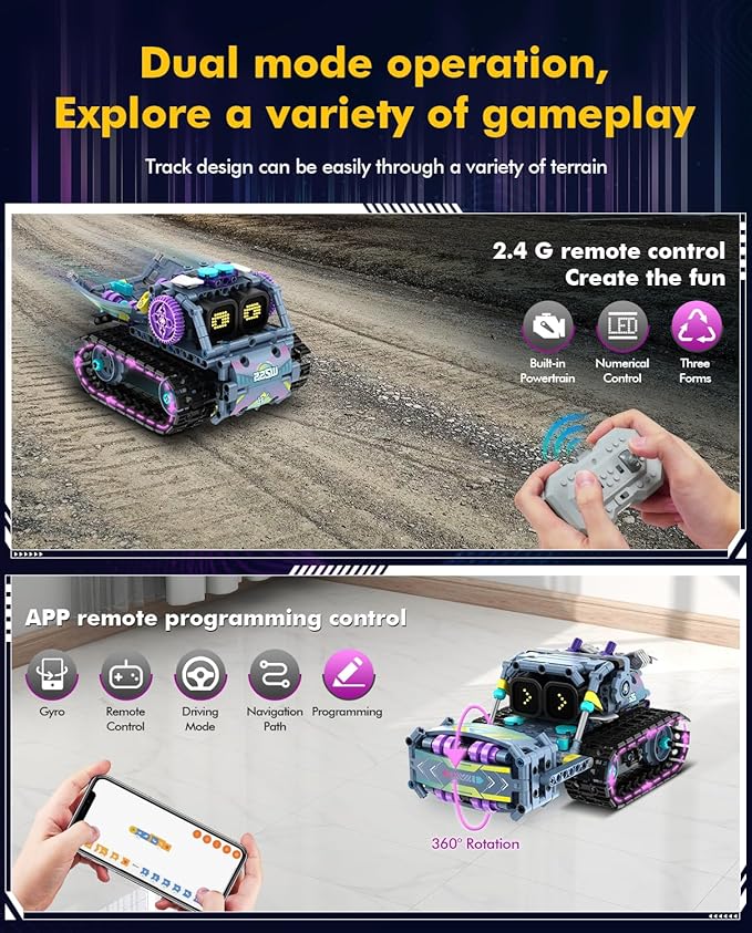 3 in 1 STEM Robotics Toy Building Blocks Set, Programmable APP Remote Control Robot/Car Robot Coding Kit, STEM Project Education Birthday Gift for Boys and Girls Ages 8-12 (433 Pieces)-CubbioJoy