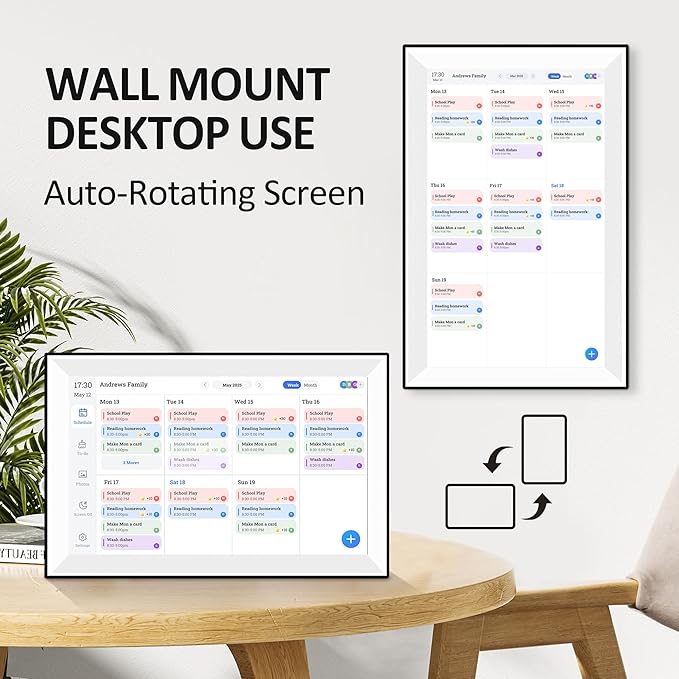 15.6" Digital Calendar Wall Planner,Touchscreen Interactive Display for Family Schedules, Achievement Rewards, Meal Planning,Digital Picture Frame, FHD 1080p Wall-Mountable Home Hub-CubbioJoy