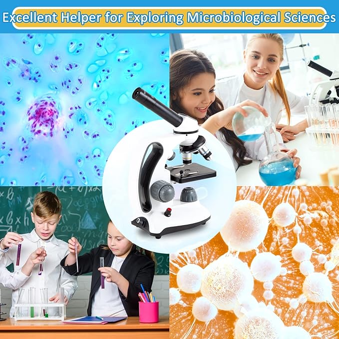40X-2000X Microscopes for Kids Students Adults, with Microscope Prepared Slides 30p, Microscope Accessories, Phone Adapter, Microscopes for School Laboratory Home Education-CubbioJoy