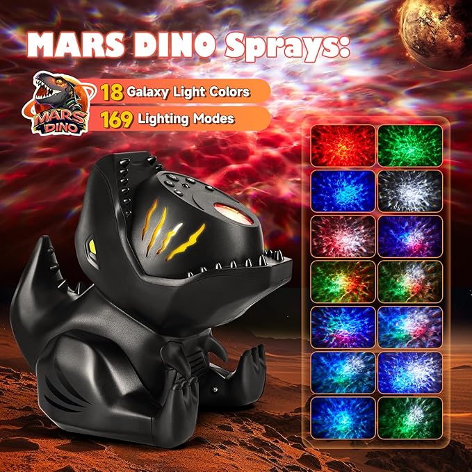 Dinosaur Galaxy Projector for Kids, Non-glare 316 Lightings Star Projector Galaxy Light,22 White Noise+5.3 Bluetooth Speaker Dinosaur Night Light, Nightlight for Kids Room with Galaxy Light,Dino Gifts-CubbioJoy