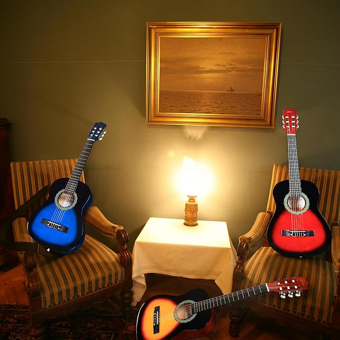 ADM Beginner Acoustic Classical Guitar Nylon Strings Wooden Guitar Bundle Kit for Kid Boy Girl Student Youth Guitarra Online Lessons with Gig Bag, Strap, Tuner, Strings, Picks (34 Inch, Sunburst)-CubbioJoy