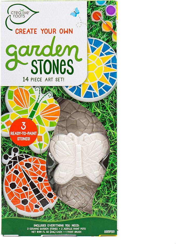 Creative Roots Paint Your Own Butterfly, Ladybug & Sun Stepping Stone by Horizon Group USA, 1 box of 3 count-CubbioJoy