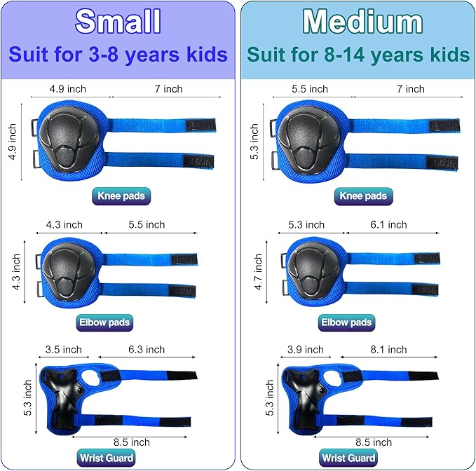 Kids Bike Helmet with DIY Stickers and Knee Pads Elbow Pads Wrist Guard Set for Ages 3-8-14 Toddler Boys Girls Helmet for Roller Skates Cycling Skateboarding Bicycle Scooter-CubbioJoy