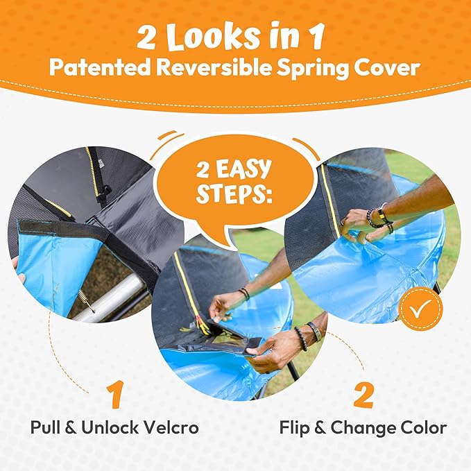 JUMPZYLLA Trampoline Outdoor 8FT 10FT 12FT 14FT 15FT 16FT with Enclosure and Ladder, ASTM Approved Recreational Trampoline for Kids and Adults, Anti-Rust Coated Frame-CubbioJoy