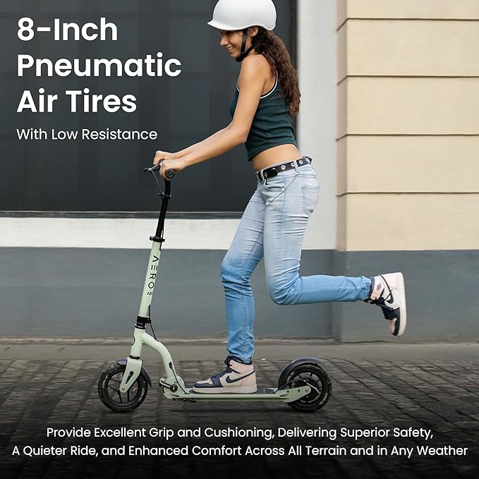 Aero Big Wheels Kick Scooter for Kids 6+, Teens & Adults | Light Up Wheels, Hand Brake, Rubber Deck Mat & Shock Absorption | Foldable & Height Adjustable-CubbioJoy