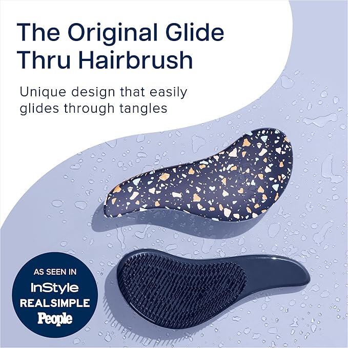 Crave Naturals Glide Thru Hair Brush - Detangler Brush for Curly, Straight, Wet or Dry Hair - Gentle Detangling Brushes for Adults, Kids, Toddlers - Hair Accessories for Women, 7.5"x3" - Terazzo-CubbioJoy