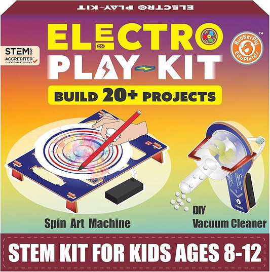 Butterfly EduFields STEM Kit for Kids Ages 6-12 | Build 20+ Motor Machines & DIY Engineering Projects | Science Gift for Boys & Girls | Robotics & Learning Toy-CubbioJoy
