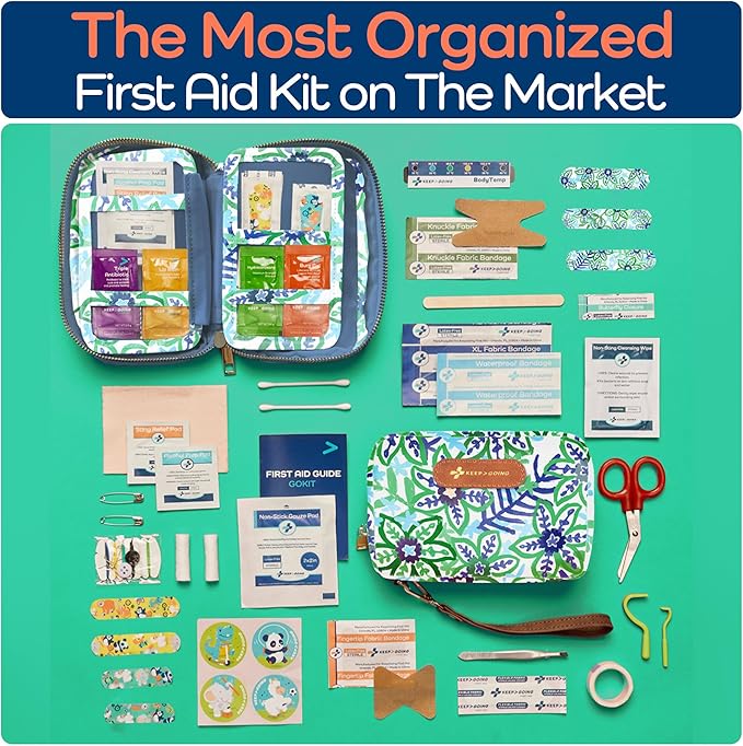 KeepGoing Travel First Aid Kit for Kids – 130 Pc. for Car, Home, Purse, Diaper Bag & Backpack with Latex-Free Bandages - Mini First Aid Kit Travel Size TSA-Approved-CubbioJoy
