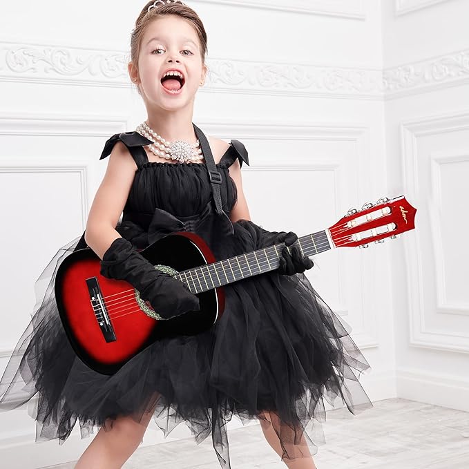 ADM Beginner Acoustic Classical Guitar Nylon Strings Wooden Guitar Bundle Kit for Kid Boy Girl Student Youth Guitarra Online Lessons with Gig Bag, Strap, Tuner, Strings, Picks (34 Inch, Redburst)-CubbioJoy